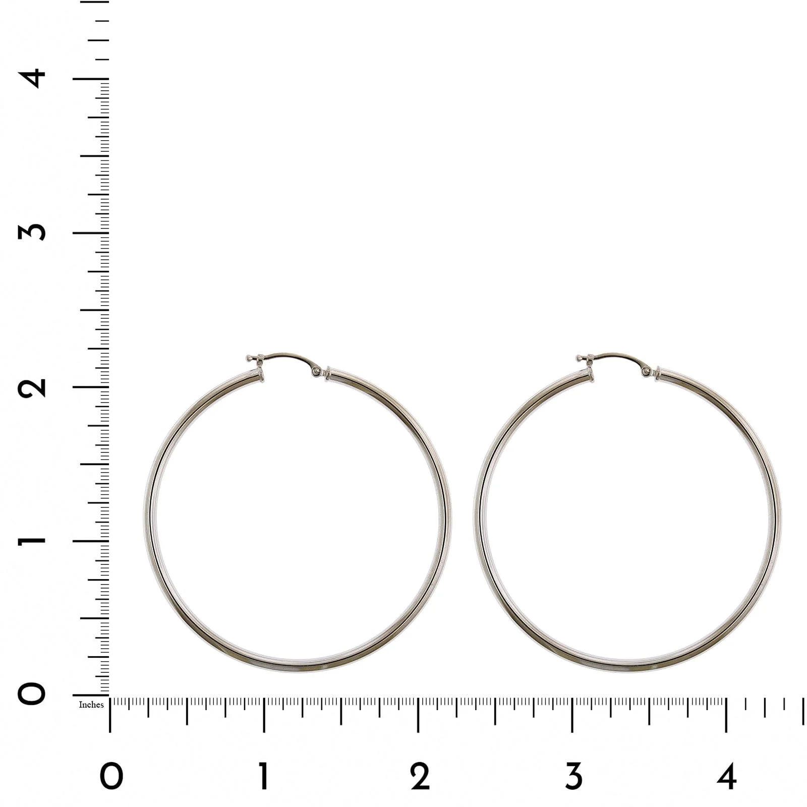 14K White Gold Round Tube Hoop Earrings - Image 2