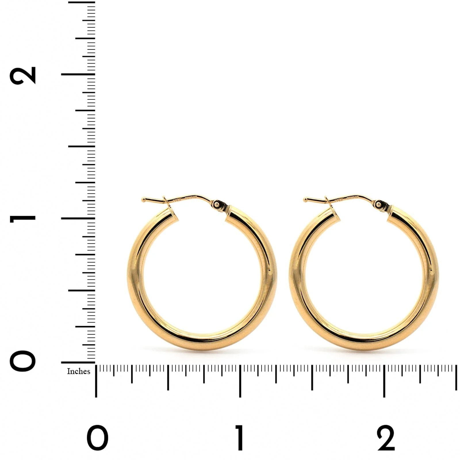 18K Yellow Gold Round Hoop Earrings - Image 2