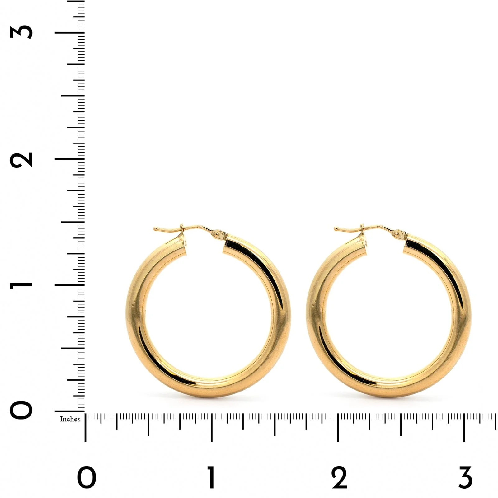 18K Yellow Gold Round Hoop Earrings - Image 2