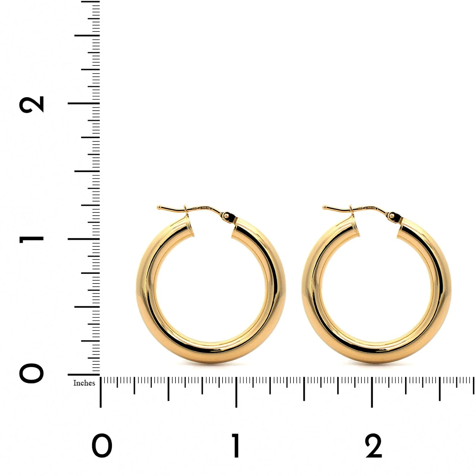 18K Yellow Gold Round Hoop Earrings - Image 2