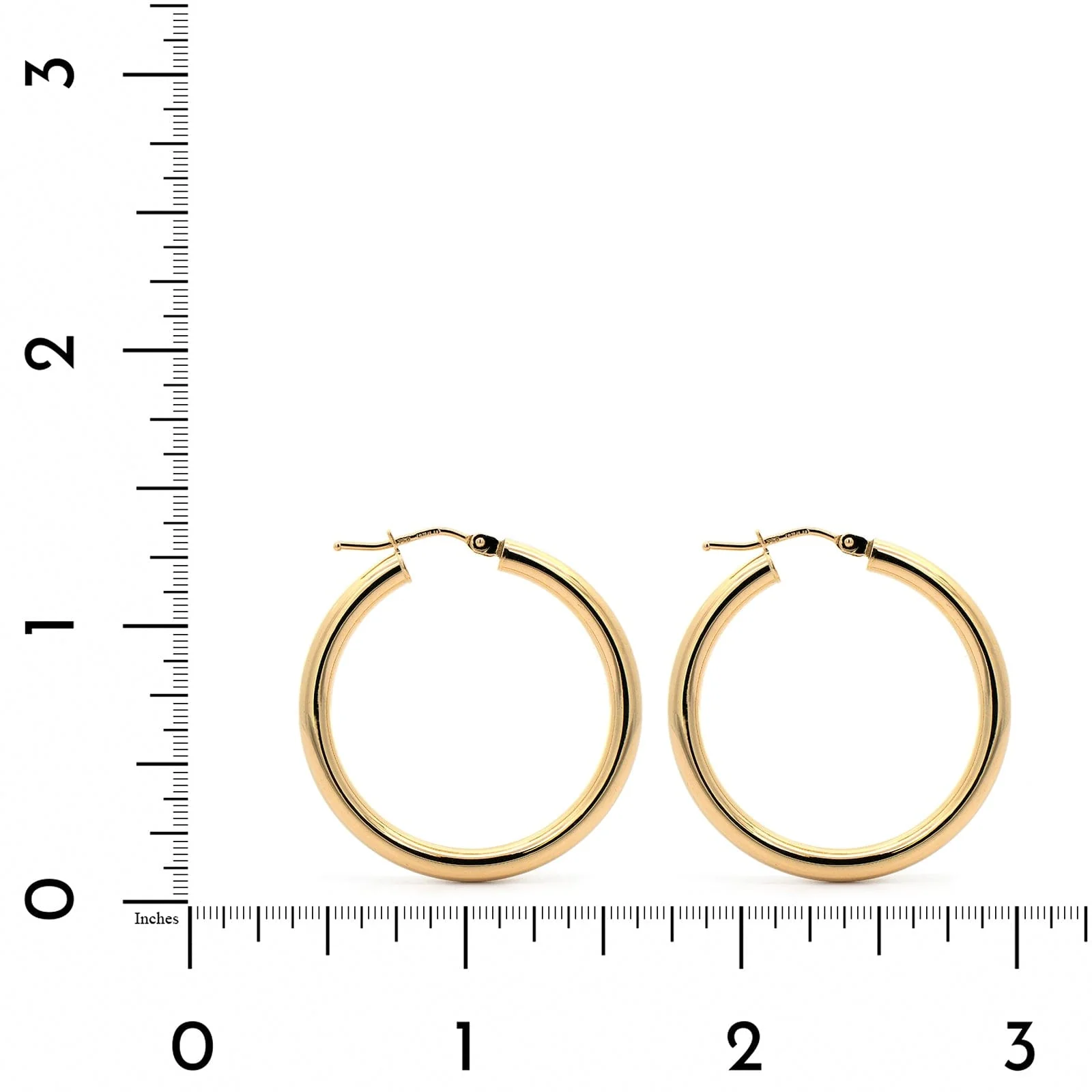 18K Yellow Gold Round Hoop Earrings - Image 2