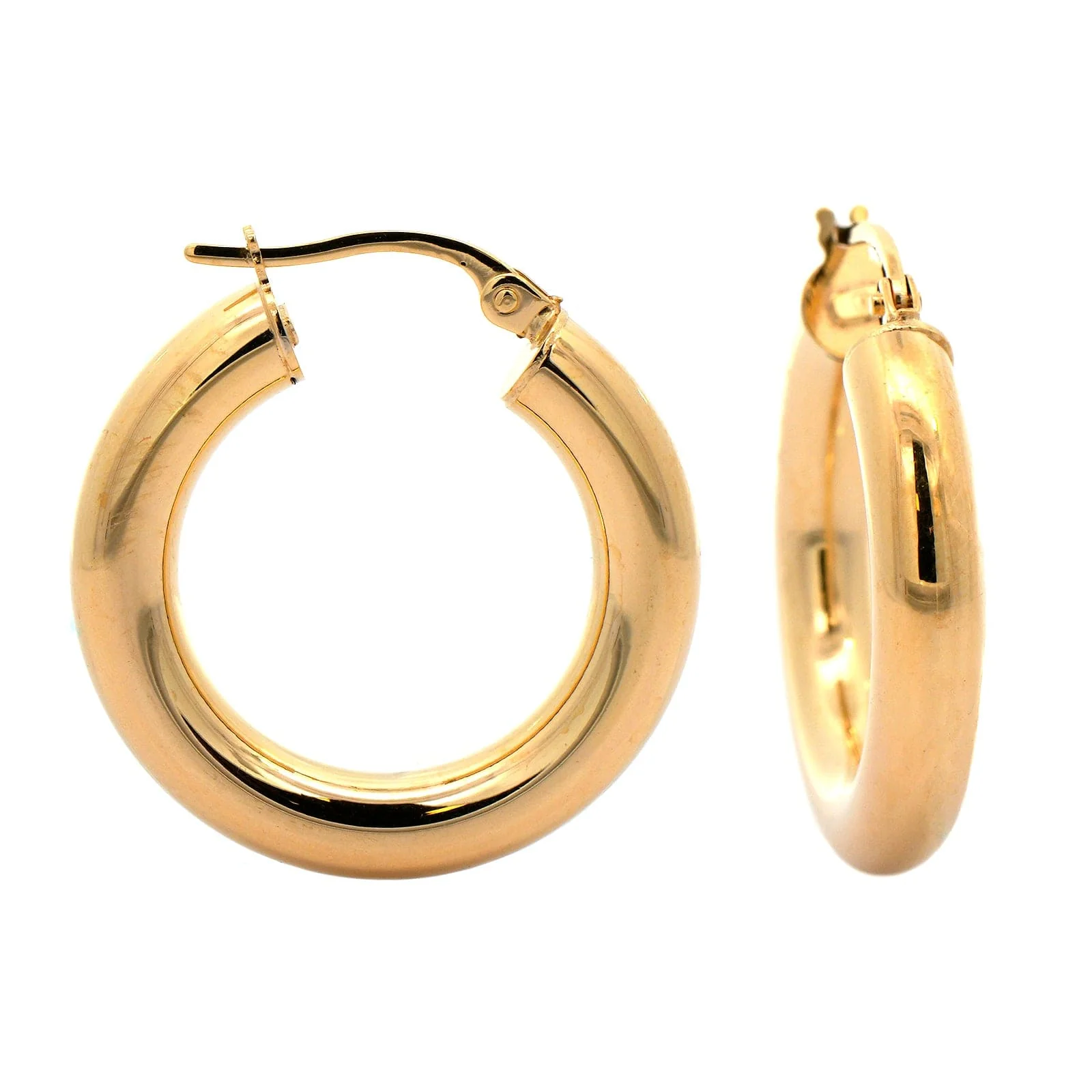 18K Yellow Gold Round Hoop Earrings