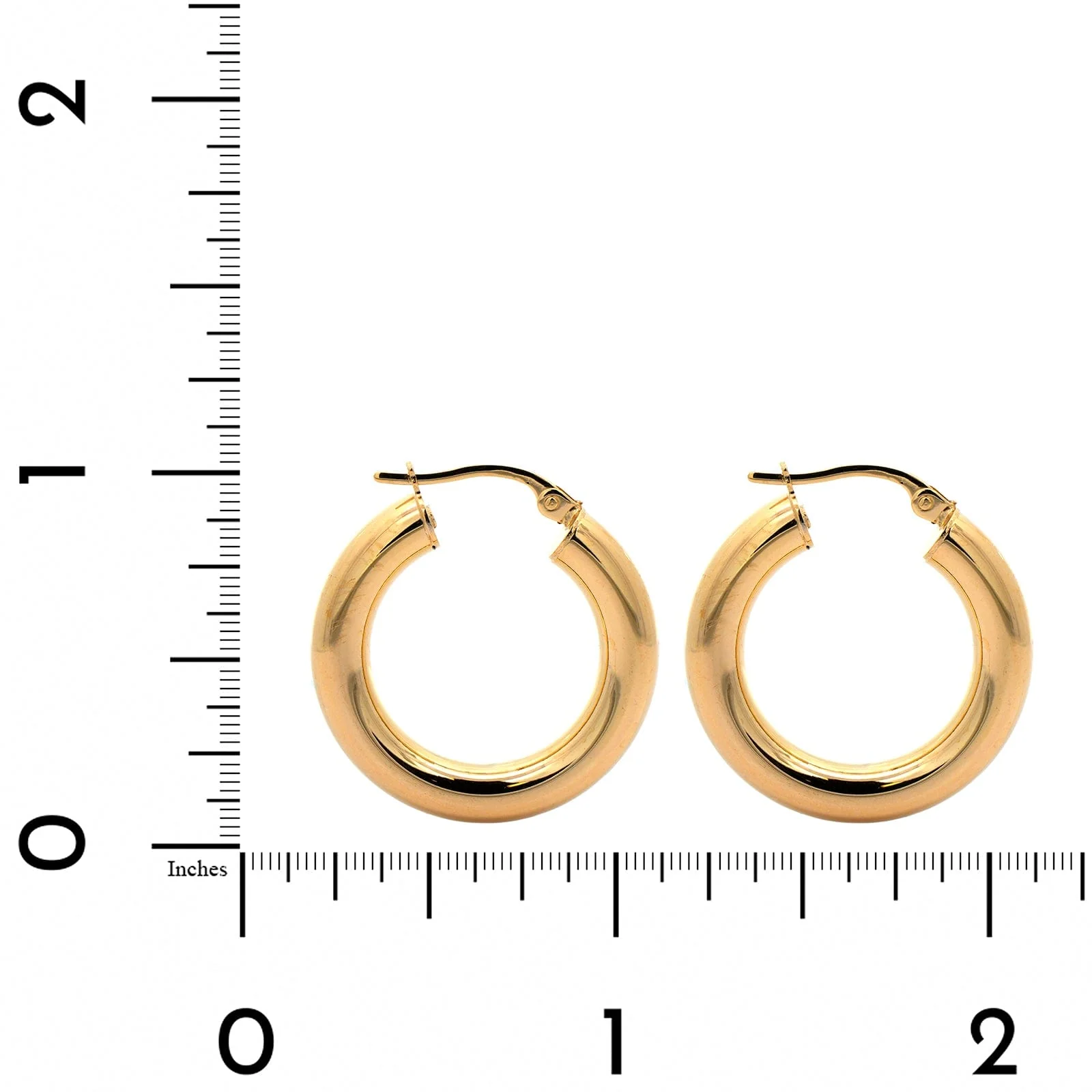 18K Yellow Gold Round Hoop Earrings - Image 2