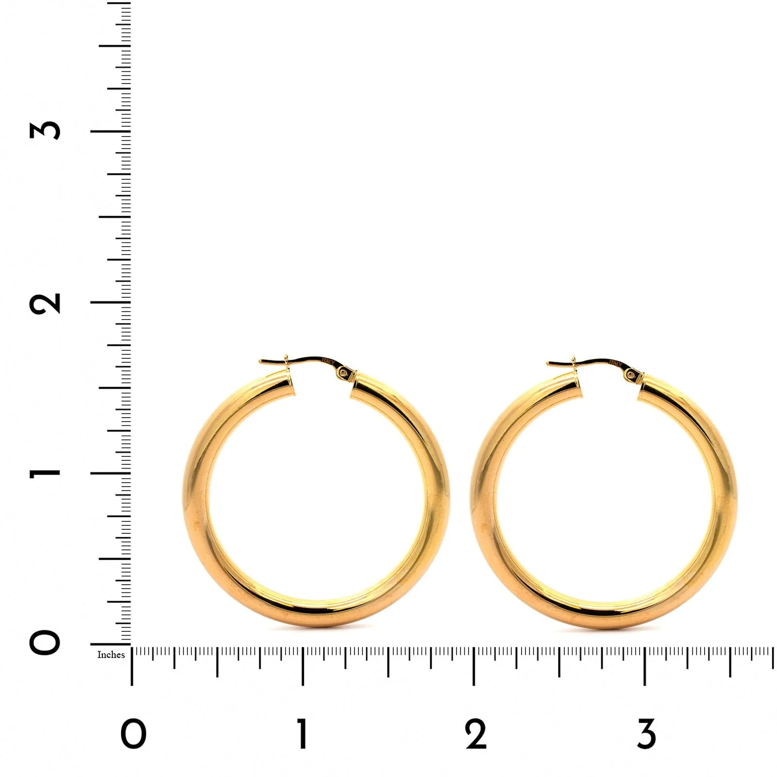 18K Yellow Gold Round Hoop Earrings - Image 2