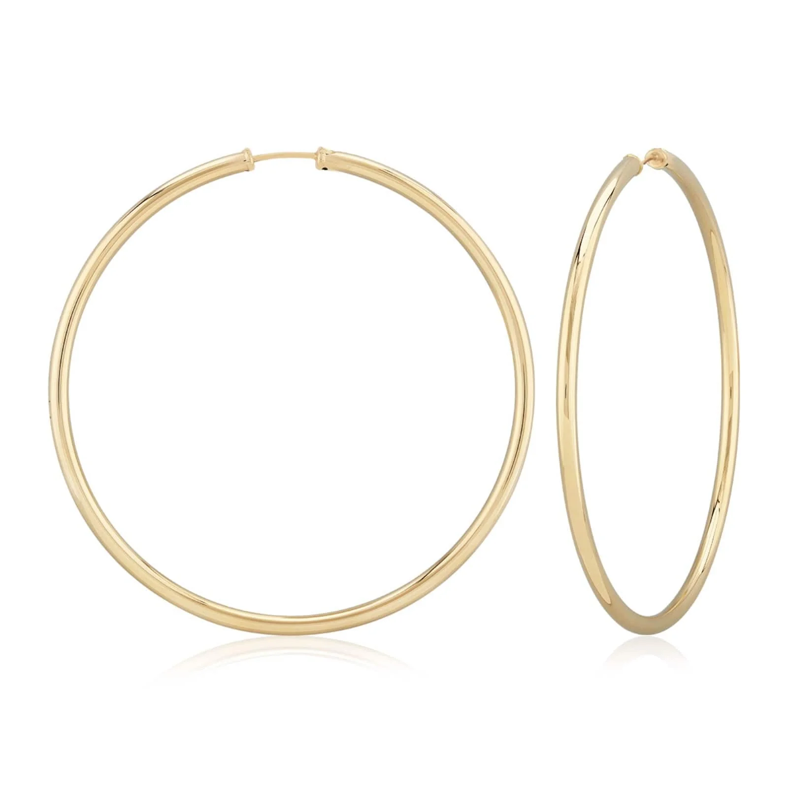 14K Yellow Gold Round Endless Hoop Earrings
