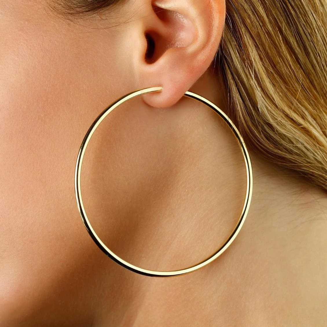 14K Yellow Gold Round Endless Hoop Earrings - Image 2