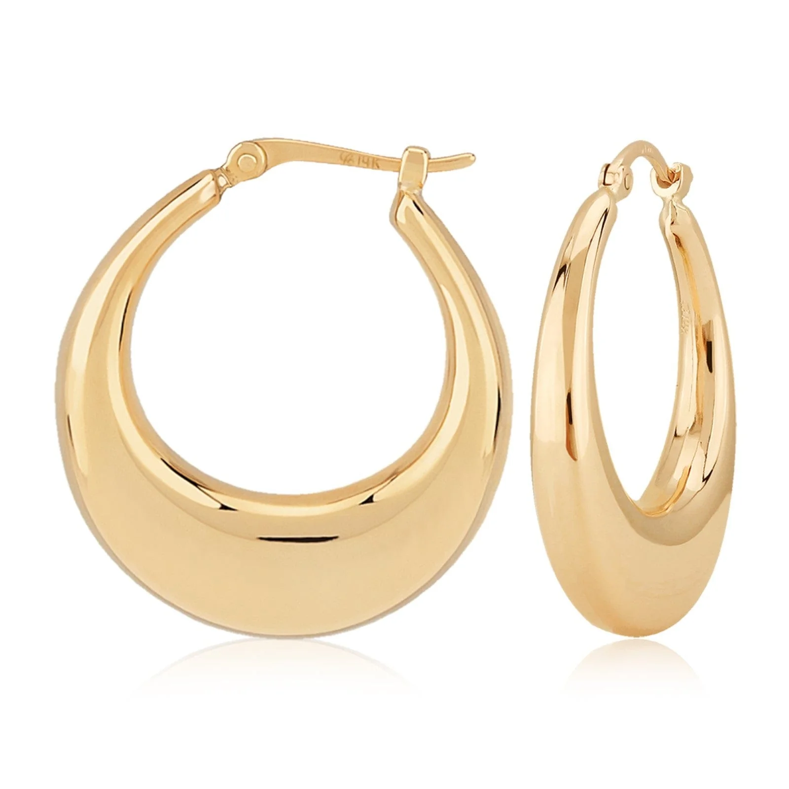 14K Yellow Gold Shell Hoop Earrings