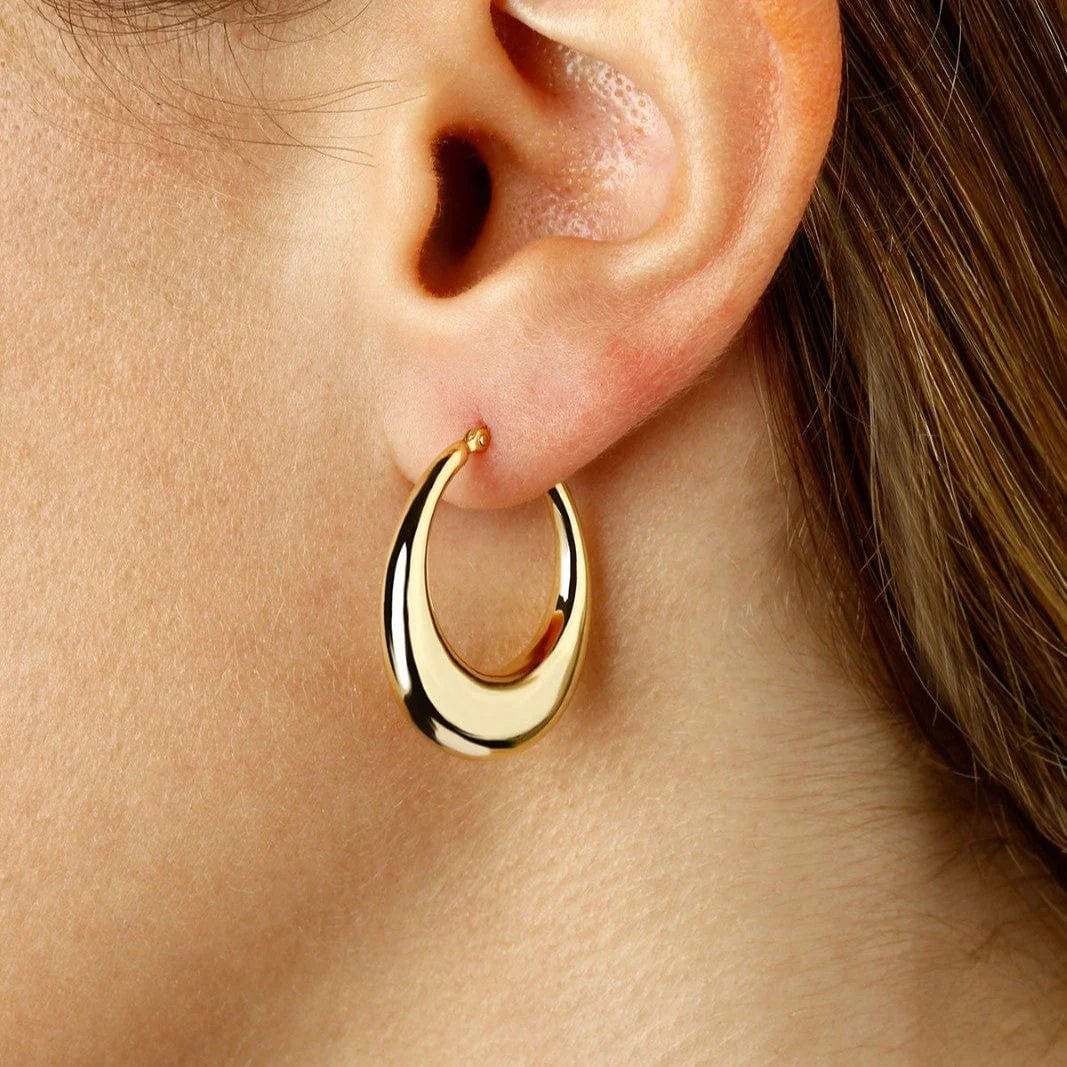 14K Yellow Gold Shell Hoop Earrings - Image 2