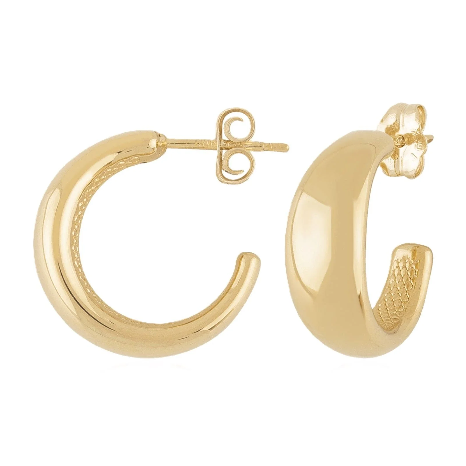14K Yellow Gold Small Tapered J Hoop Earrings