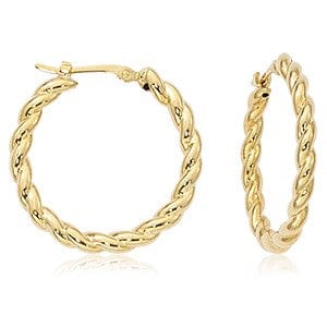 14K Yellow Gold Small Round Twisted Hoop Earrings
