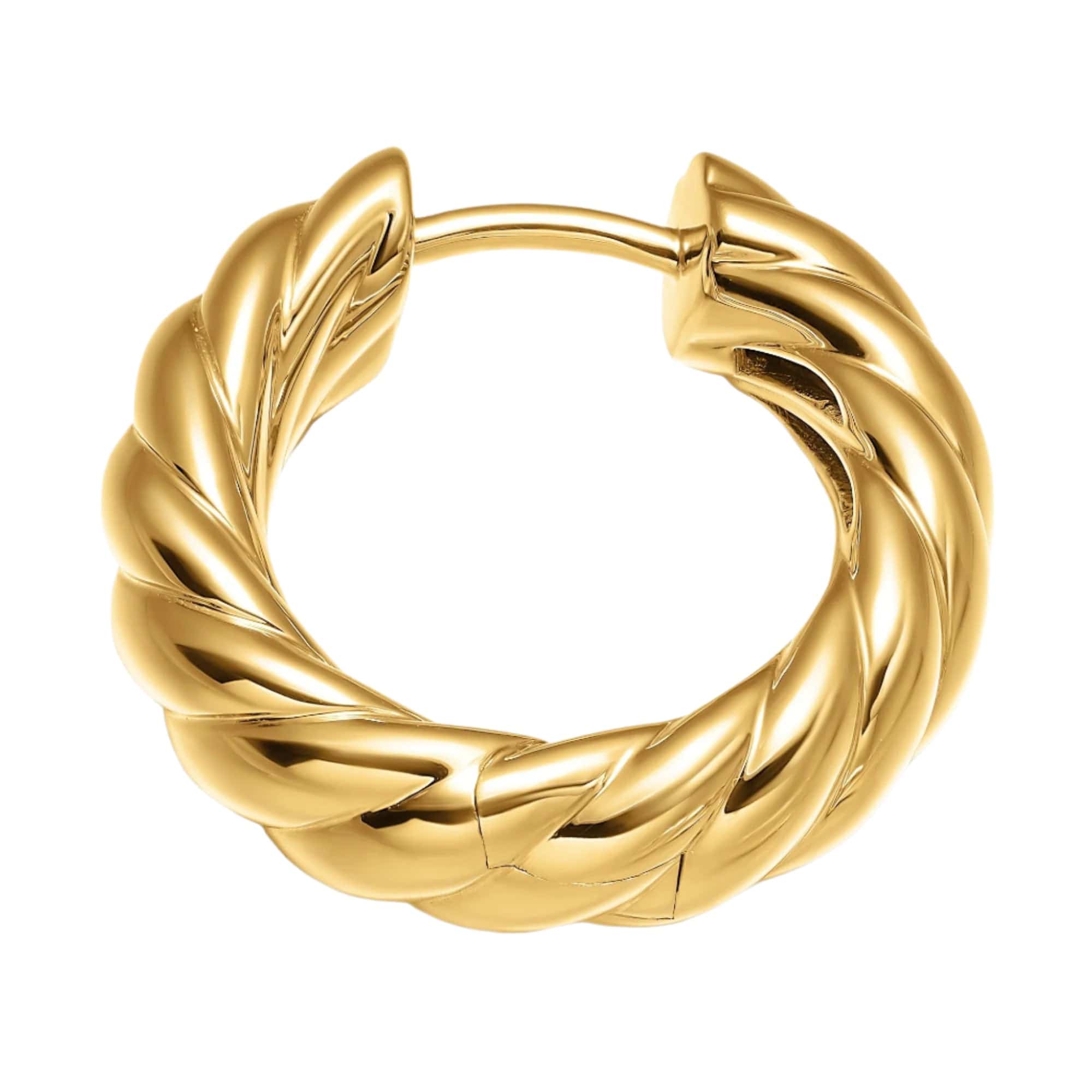 Sculpted Cable Hoop Earrings 18K Yellow Gold, 18.6mm - Image 2