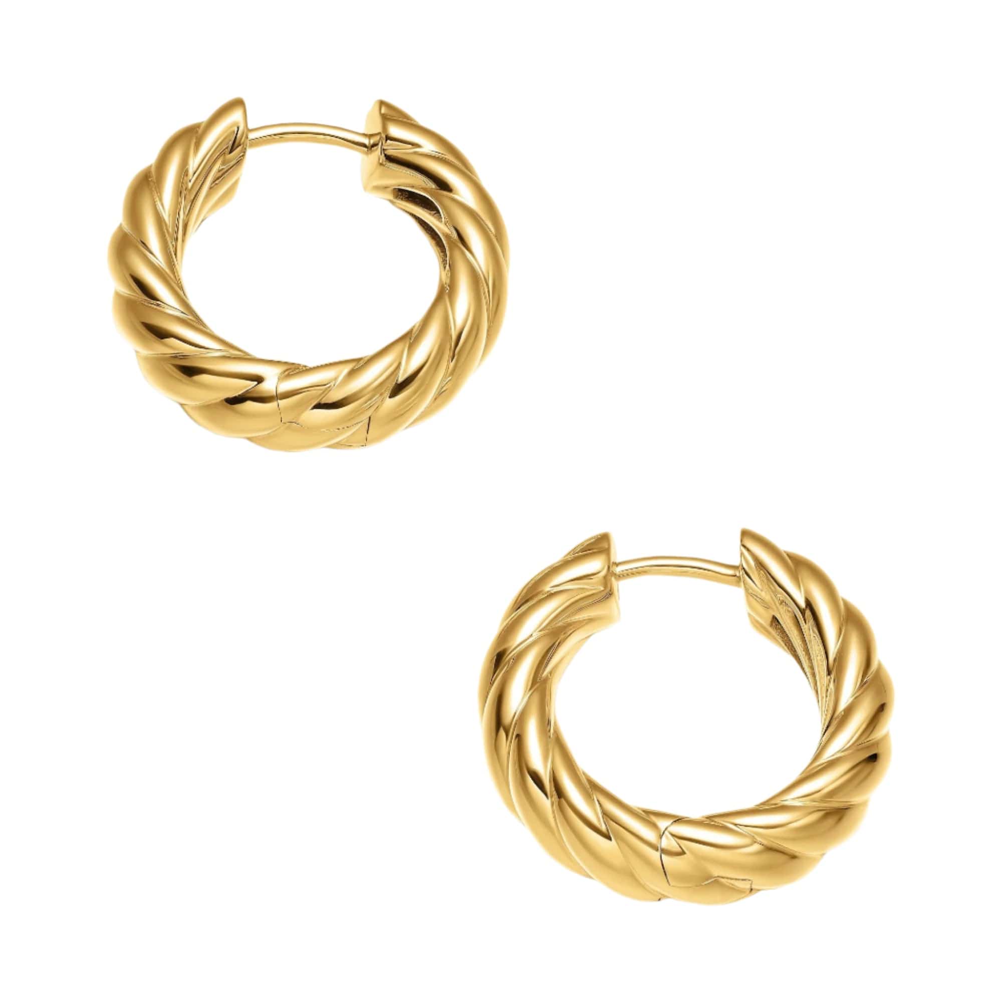 Sculpted Cable Hoop Earrings 18K Yellow Gold, 18.6mm - Image 3