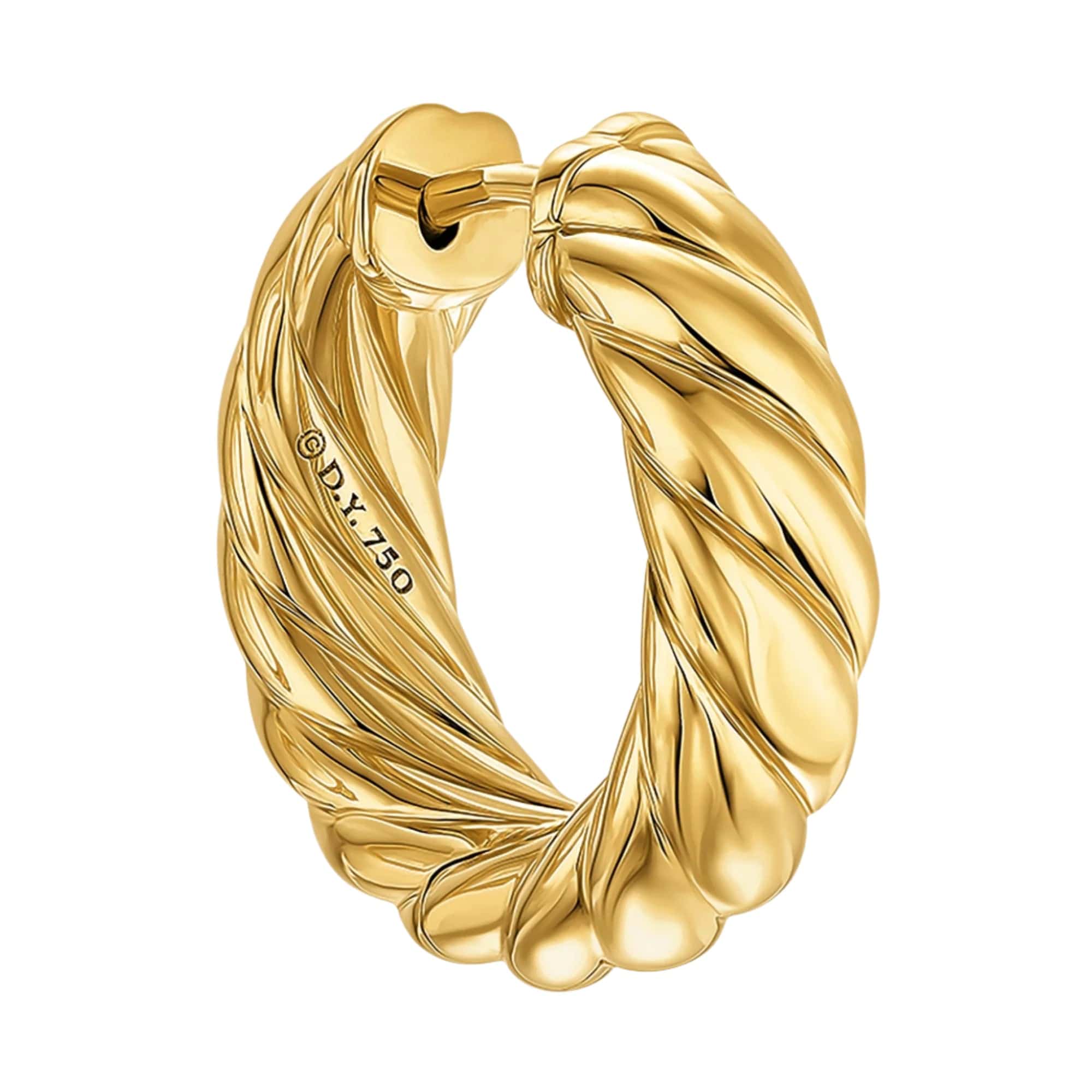 Sculpted Cable Hoop Earrings 18K Yellow Gold, 18.6mm - Image 4