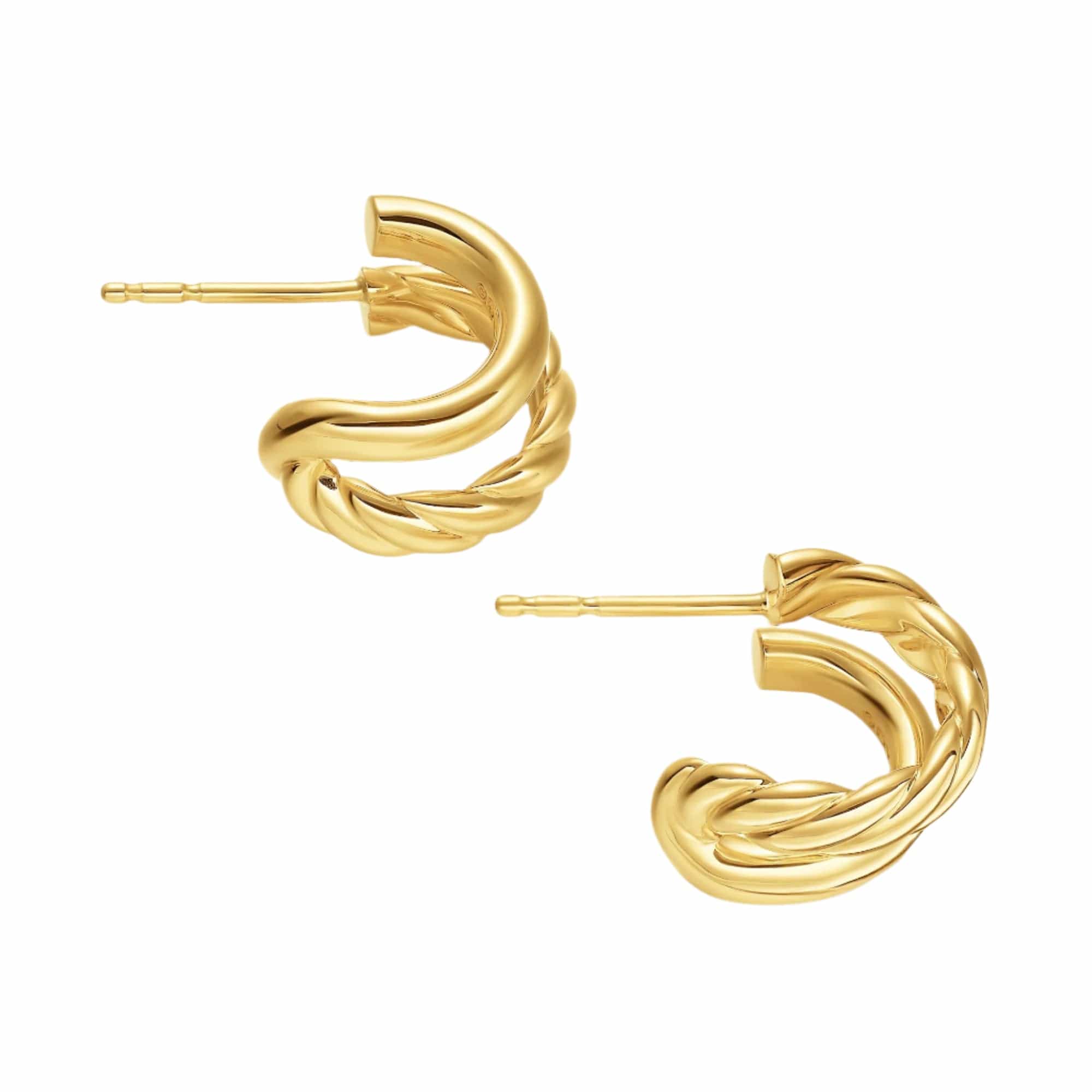 DY Mercer® Double Hoop Huggie Earrings 18K Yellow Gold, 13.5mm - Image 4