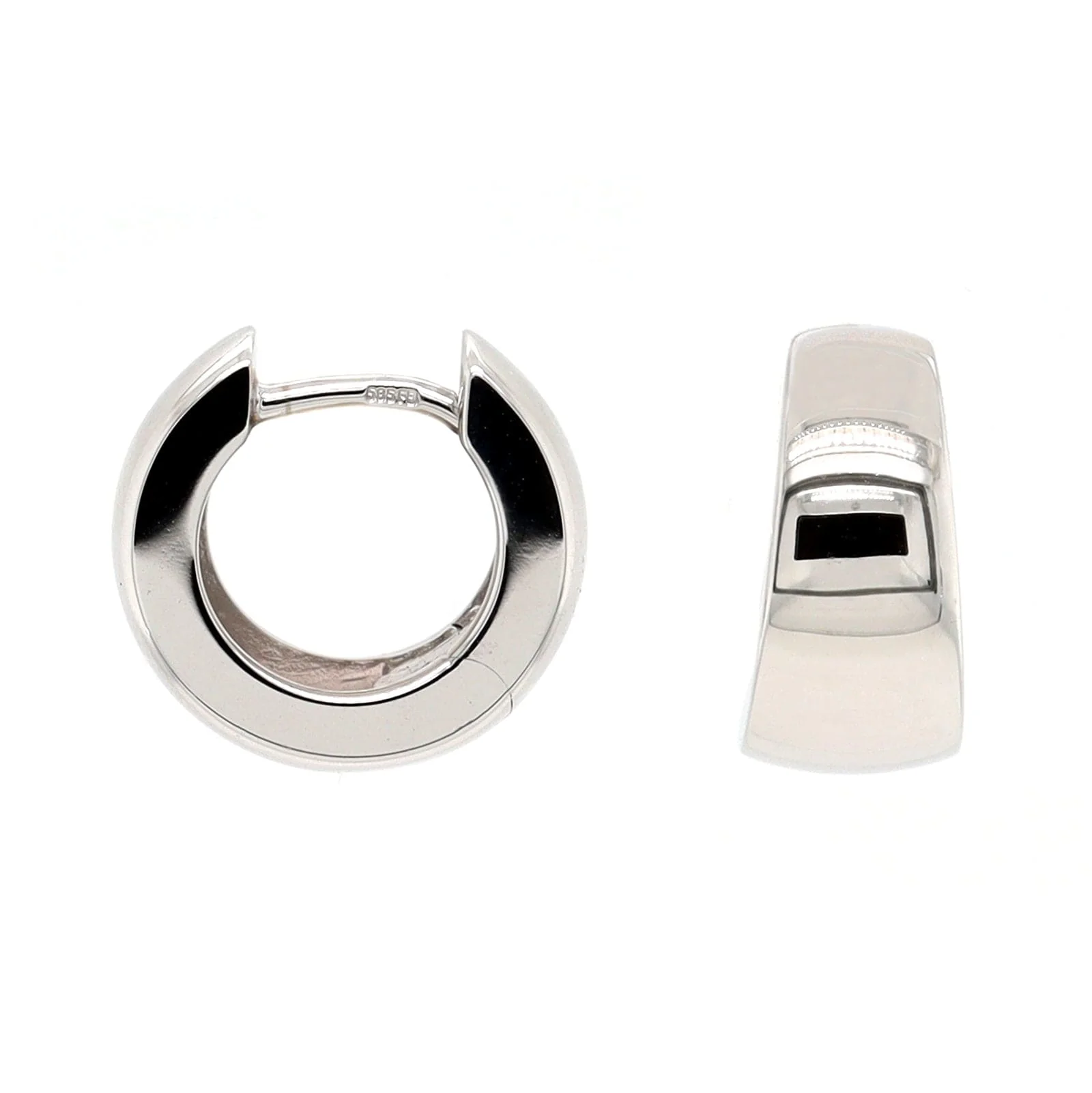 14K White Gold Chunky Tapered Huggie Earrings