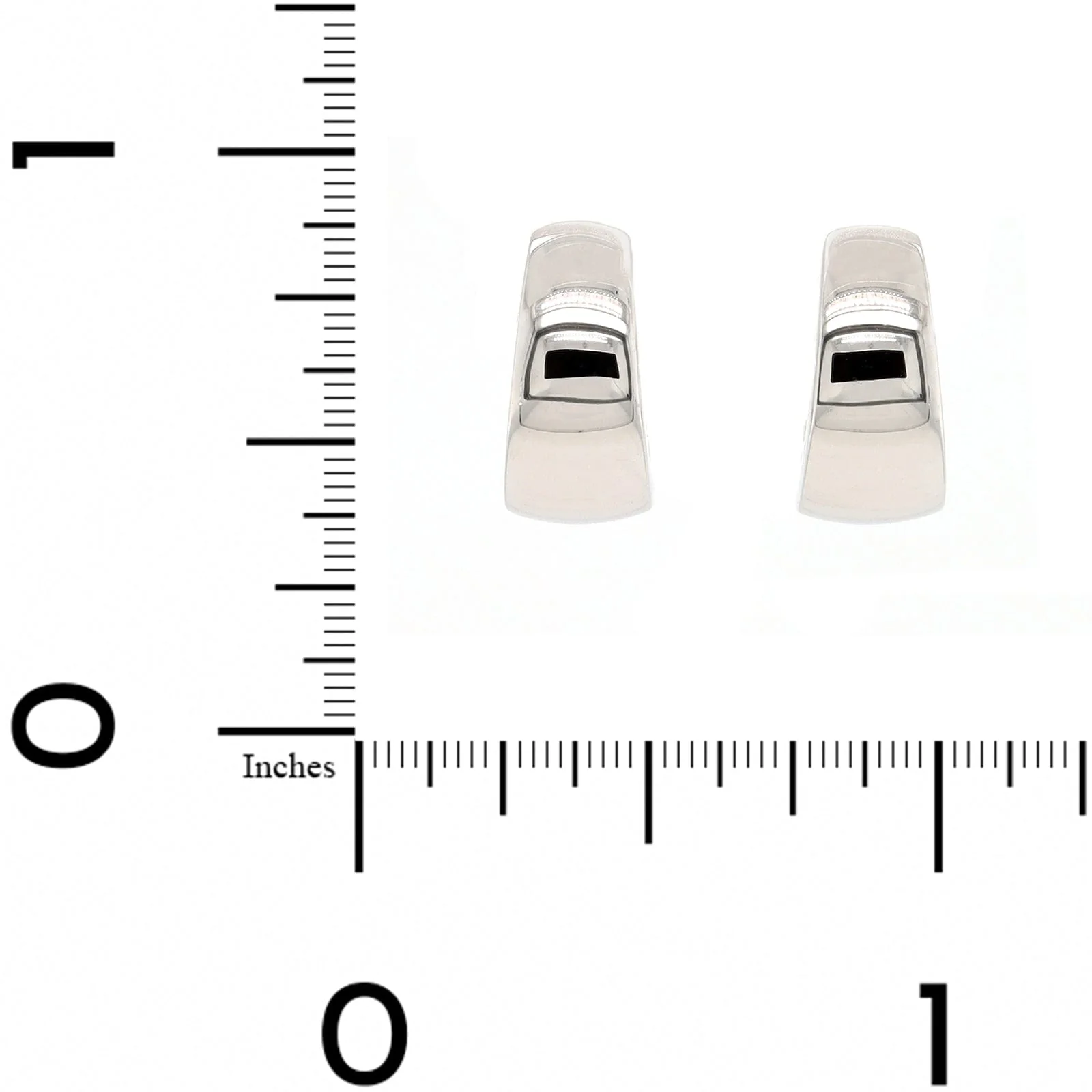 14K White Gold Chunky Tapered Huggie Earrings - Image 2