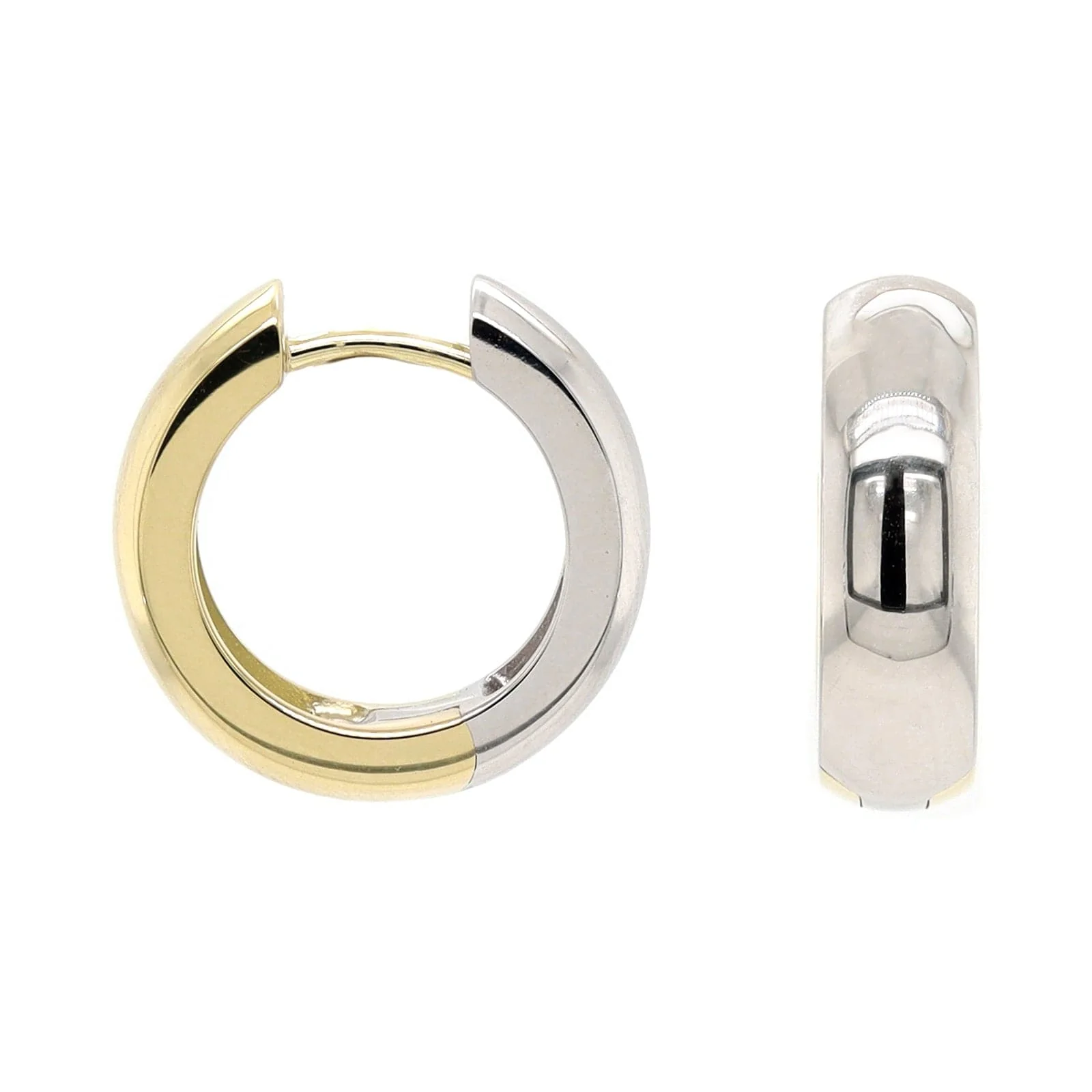 14K Two-Tone Gold Rversible Chunky Huggie Earrings - Image 2