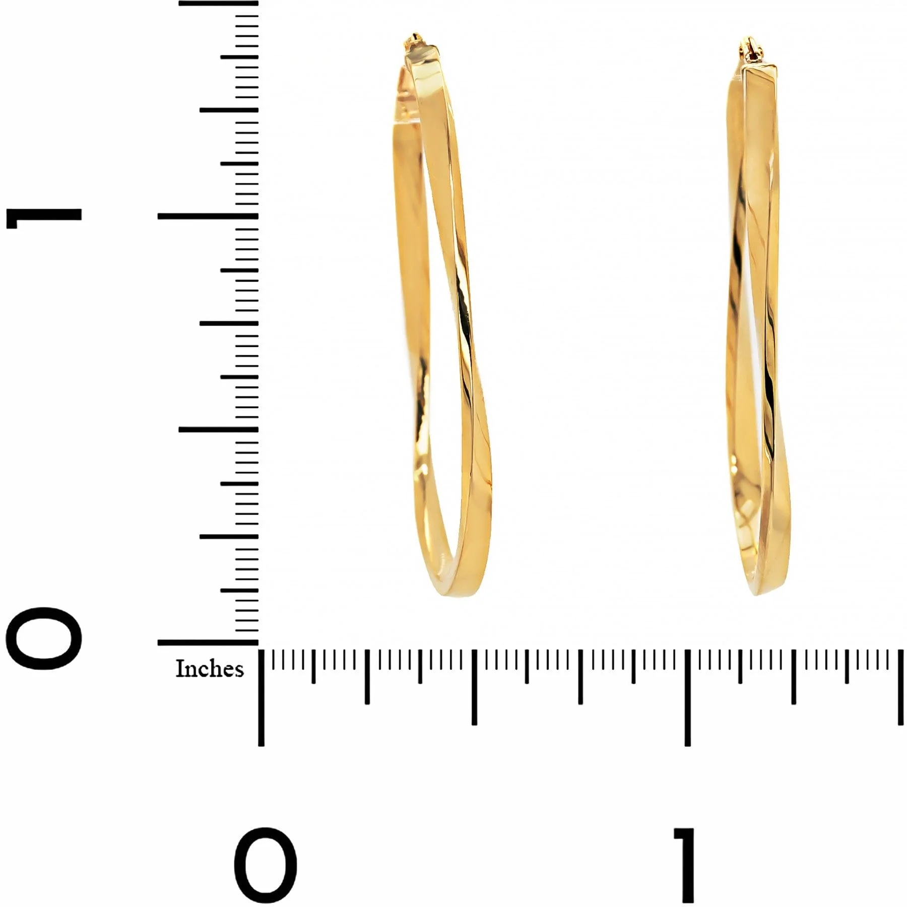 18K Yellow Gold Twisted Oval Hoop Earrings - Image 2