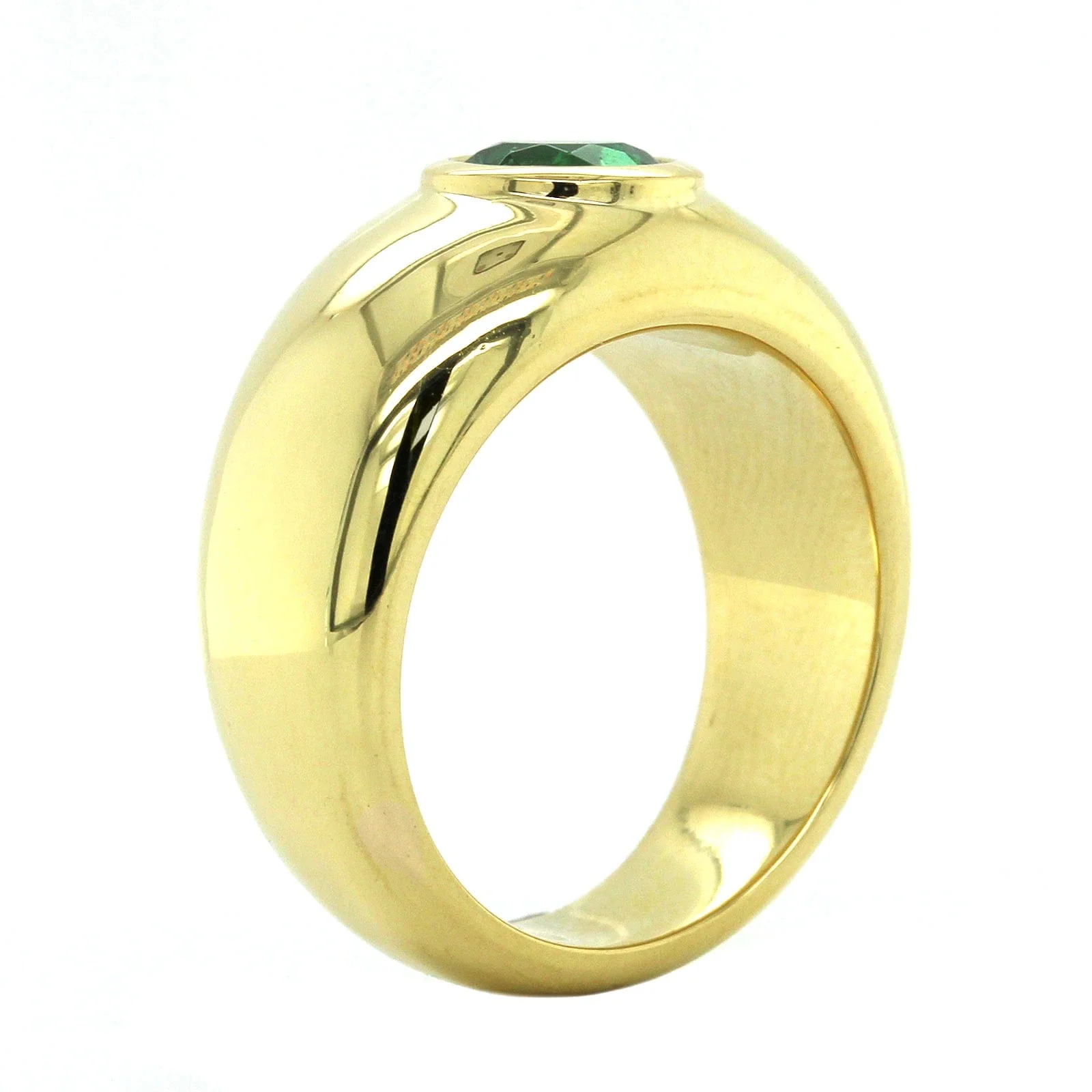 18K Yellow Gold Tsavorite Bezel Set Ring - Image 3