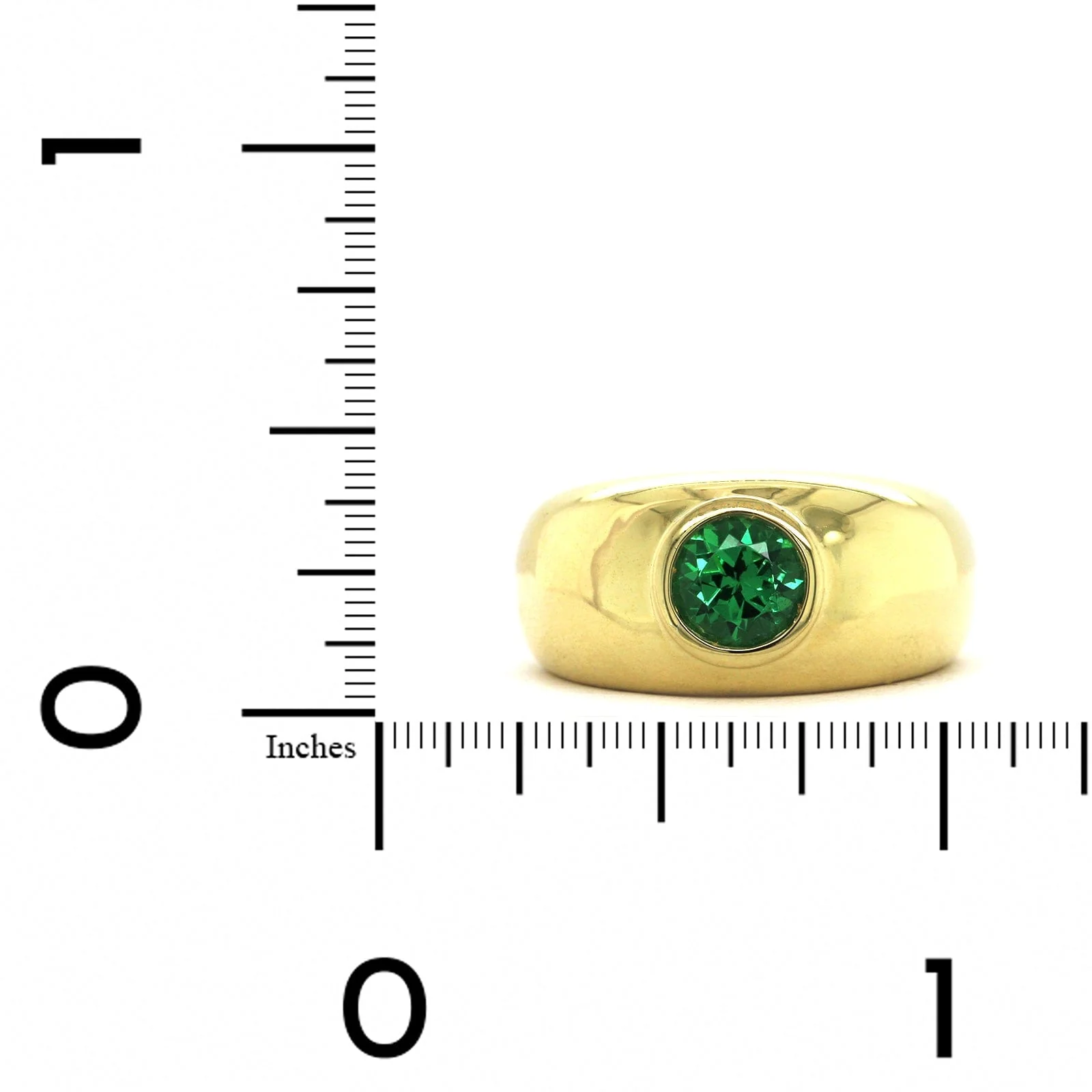 18K Yellow Gold Tsavorite Bezel Set Ring - Image 4