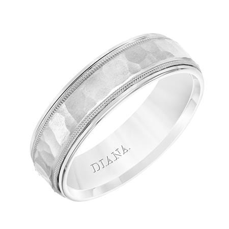 Platinum Hammered Band with Milgrain - Image 2