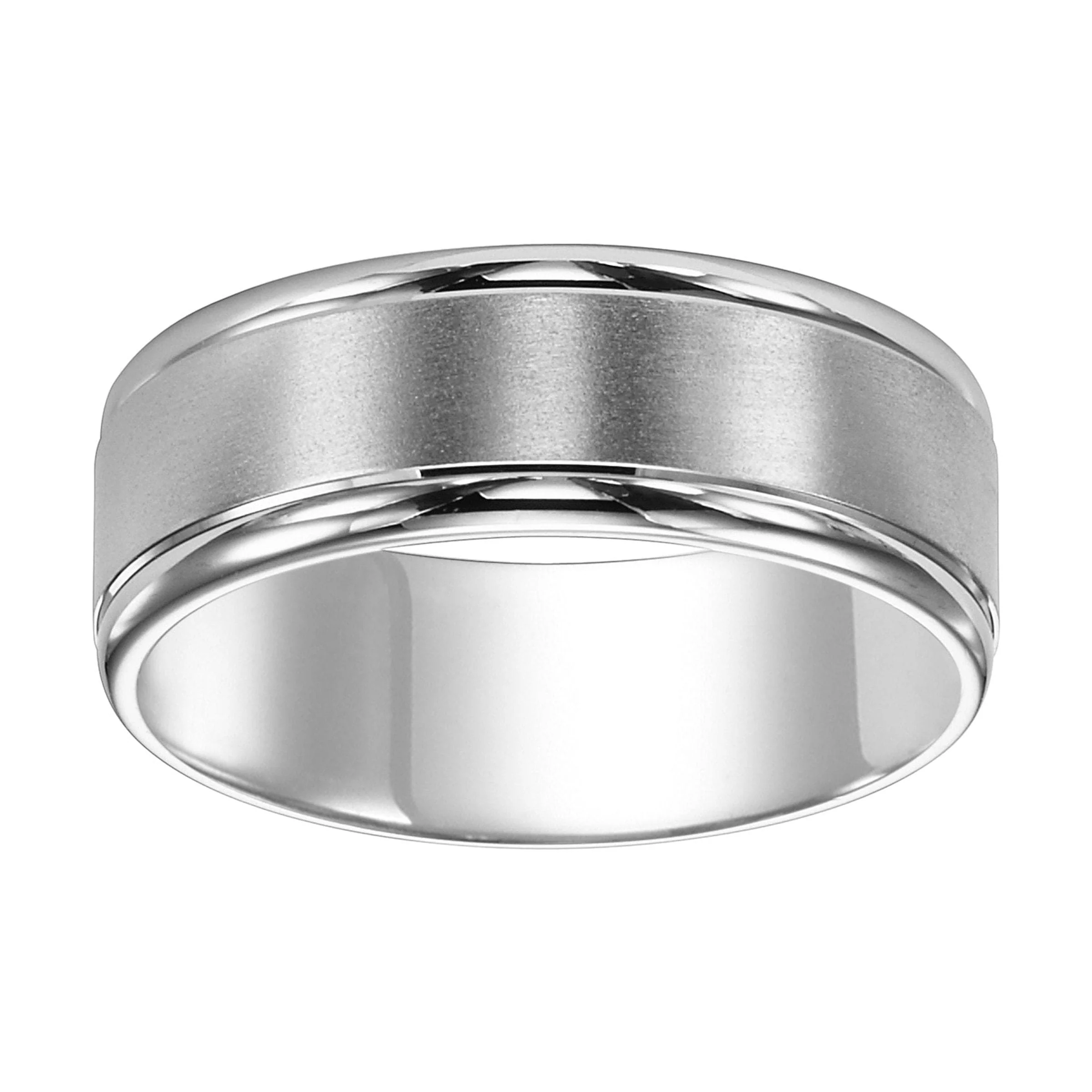 14K White Gold Polished Satin Band