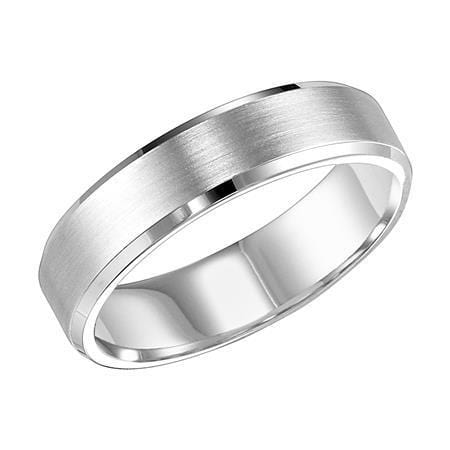 14K White Gold Satin Center with Beveled Edge Band - Image 3