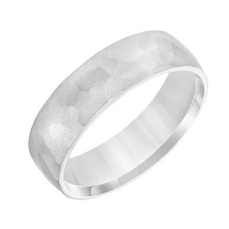 14K White Gold Hammered Finish Band - Image 2
