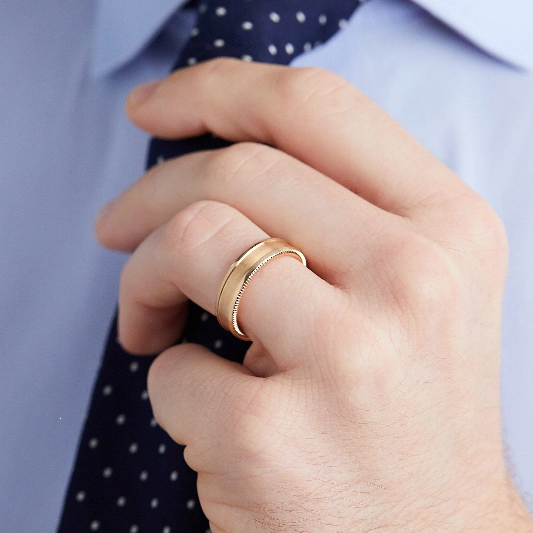 18K Rose Gold Satin Finish Wedding Band - Image 2