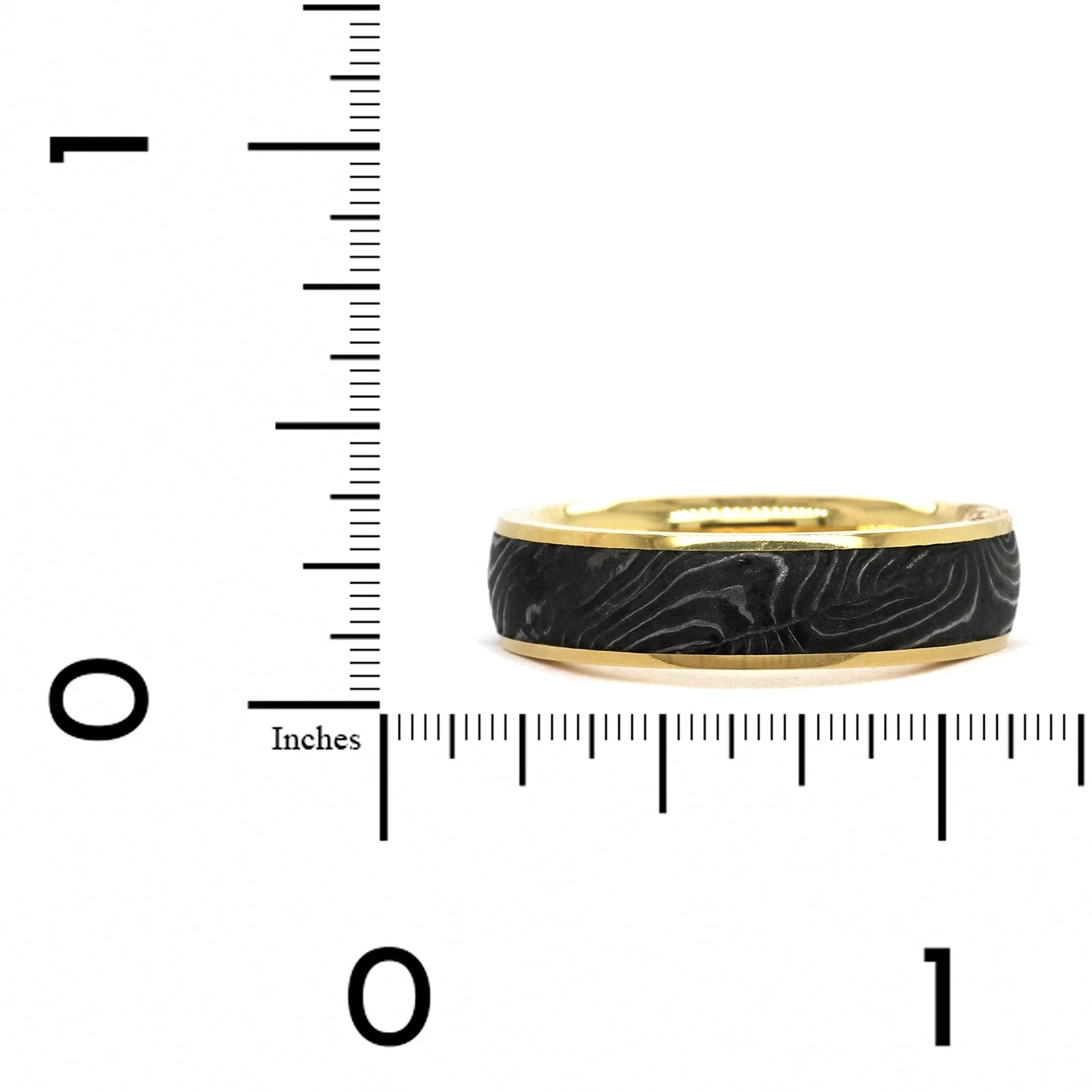 18K Yellow Gold and Damascus Steel Shotgun Barrel Wedding Band - Image 3