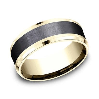 Grey Tantalum and 14K Yellow Gold Satin Finish and Beveled Edge Band - Image 4