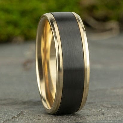 Grey Tantalum and 14K Yellow Gold Satin Finish and Beveled Edge Band - Image 5