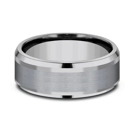 Grey Tantalum Band with A Satin Center and High Polish Edges
