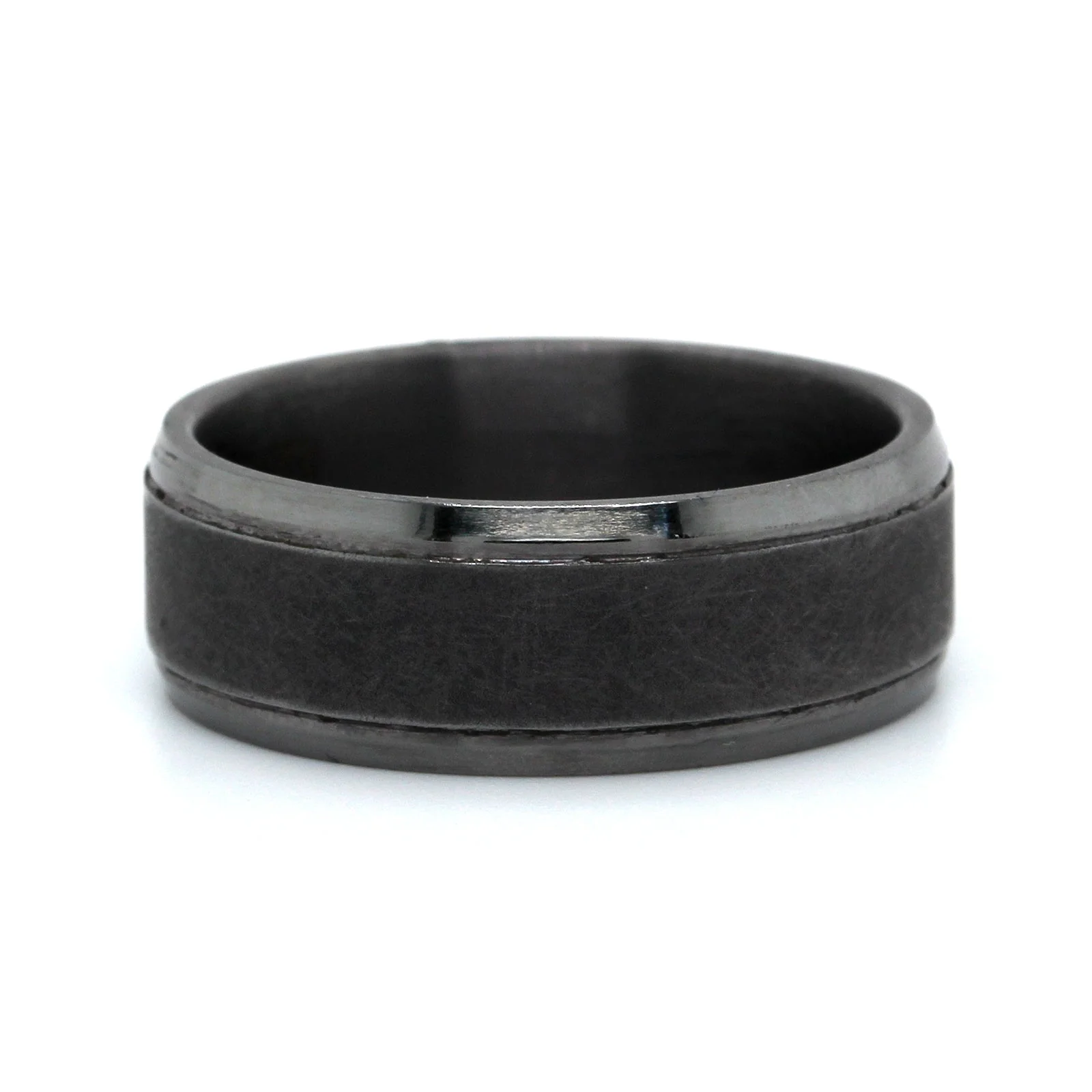 Grey Tantalum Band with A Swirl Finish and High Polished Edges