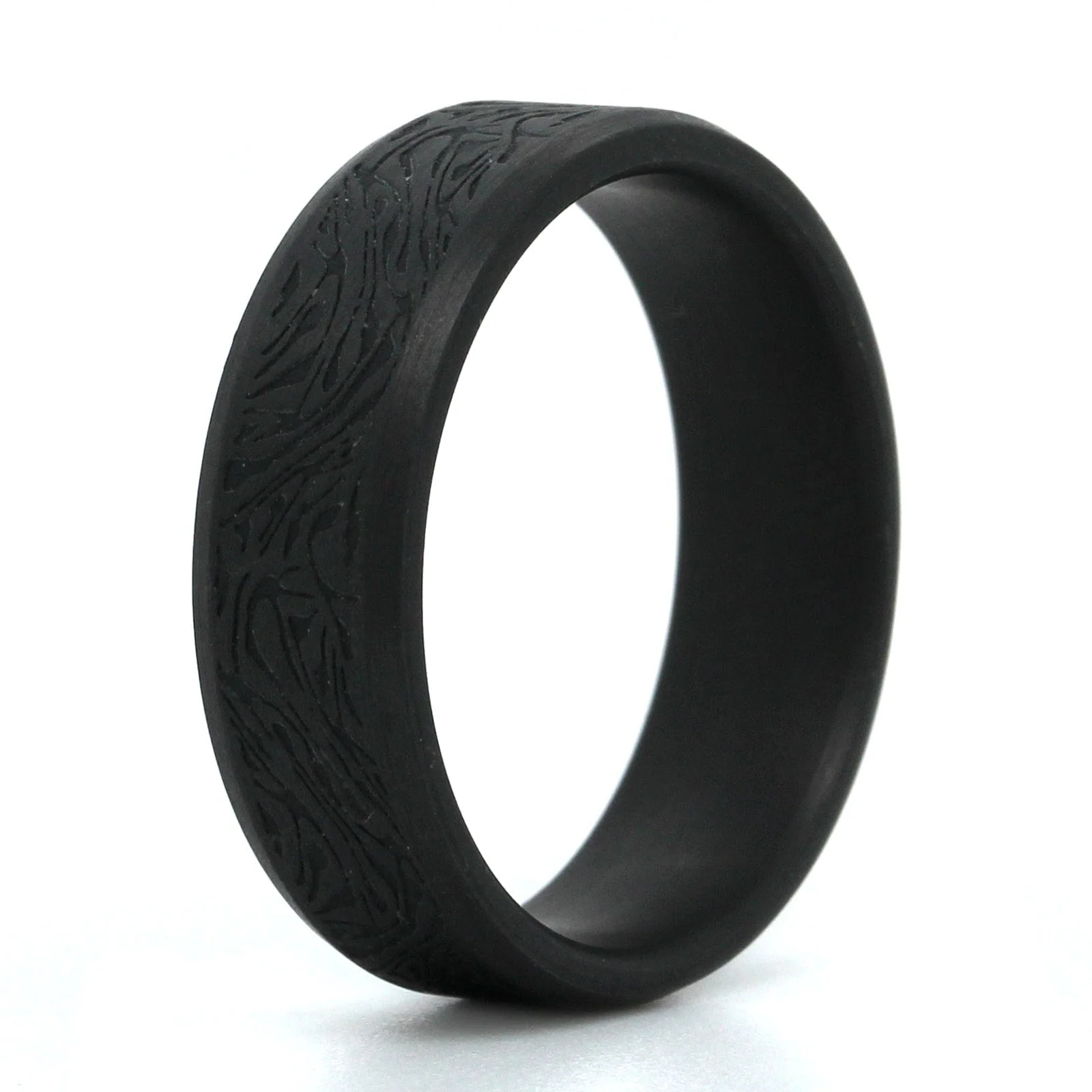 Tantalum Band with Mokume Pattern Center and High Polish Bevel Edges - Image 3