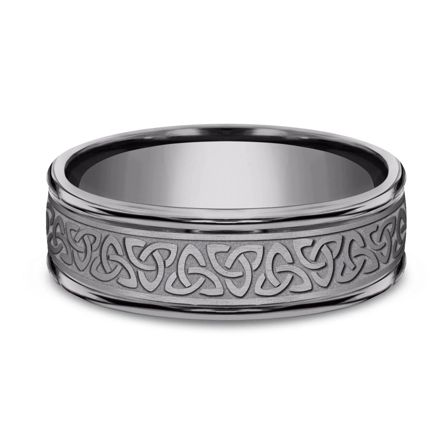 Grey Tantalum Celtic Knot Pattern with High Polish Edges