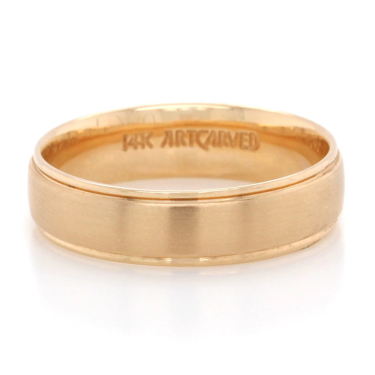 14K Yellow Gold Satin Step Edge Wedding Band