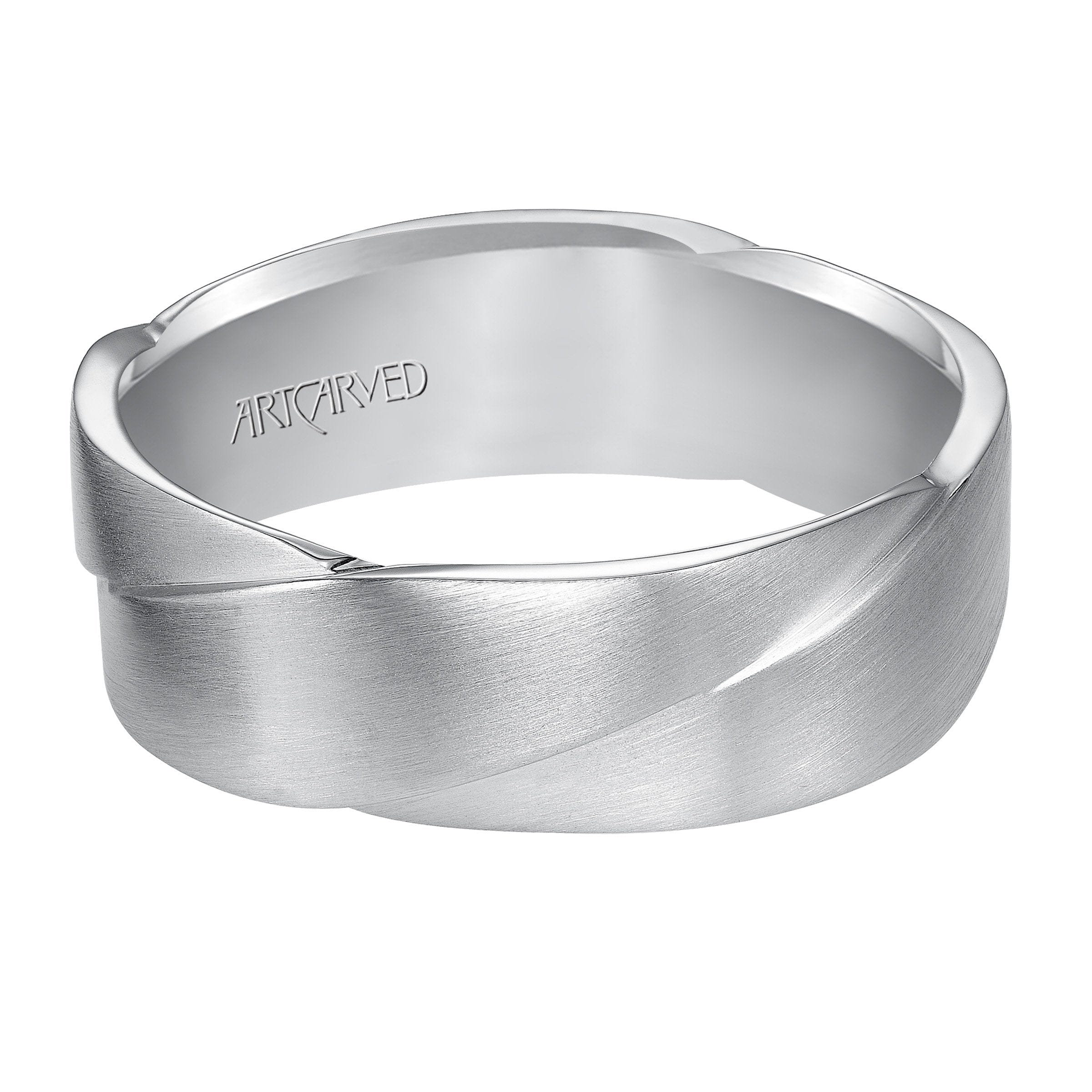 14K White Gold Crossed Satin Band