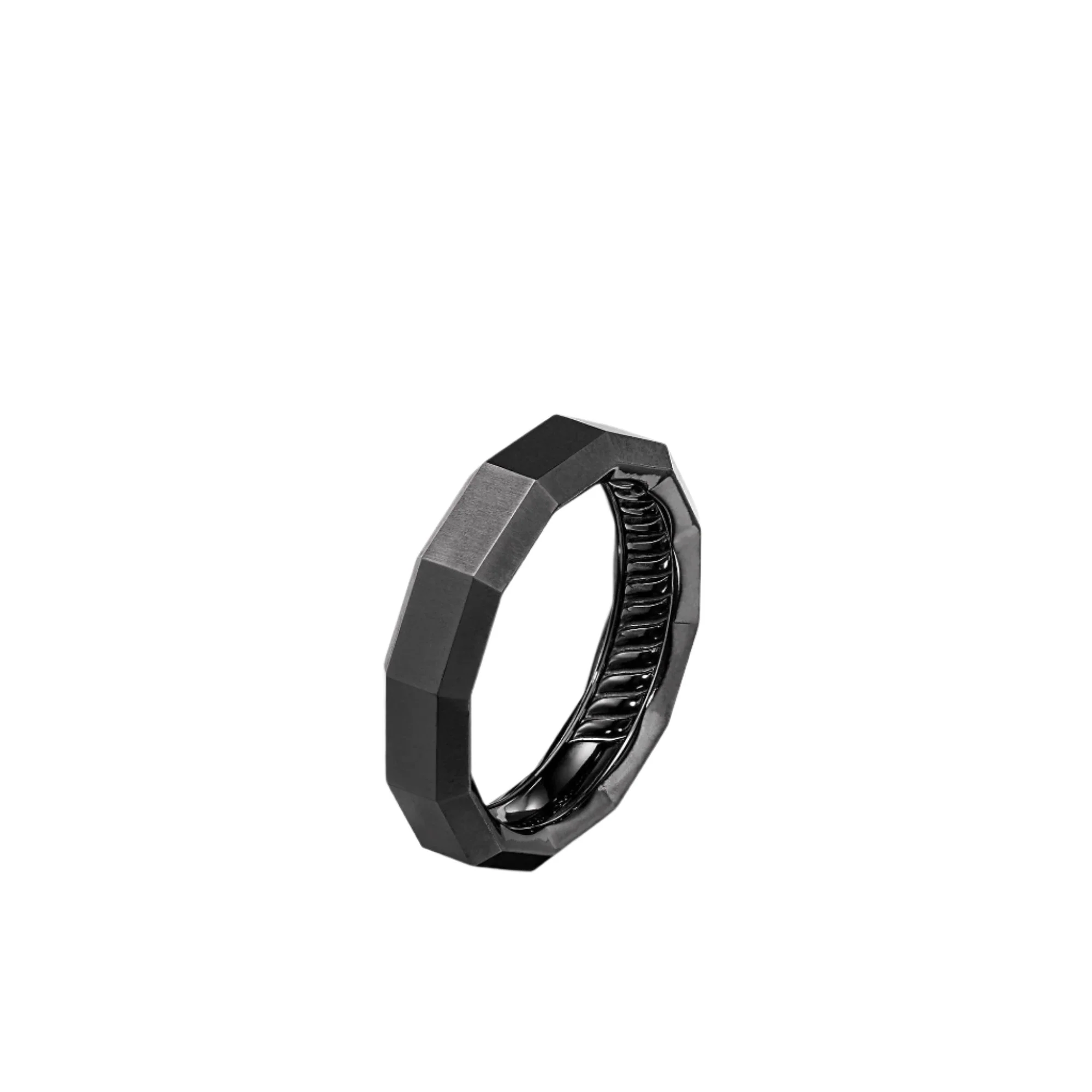 Faceted Band Ring in Black Titanium - Image 2
