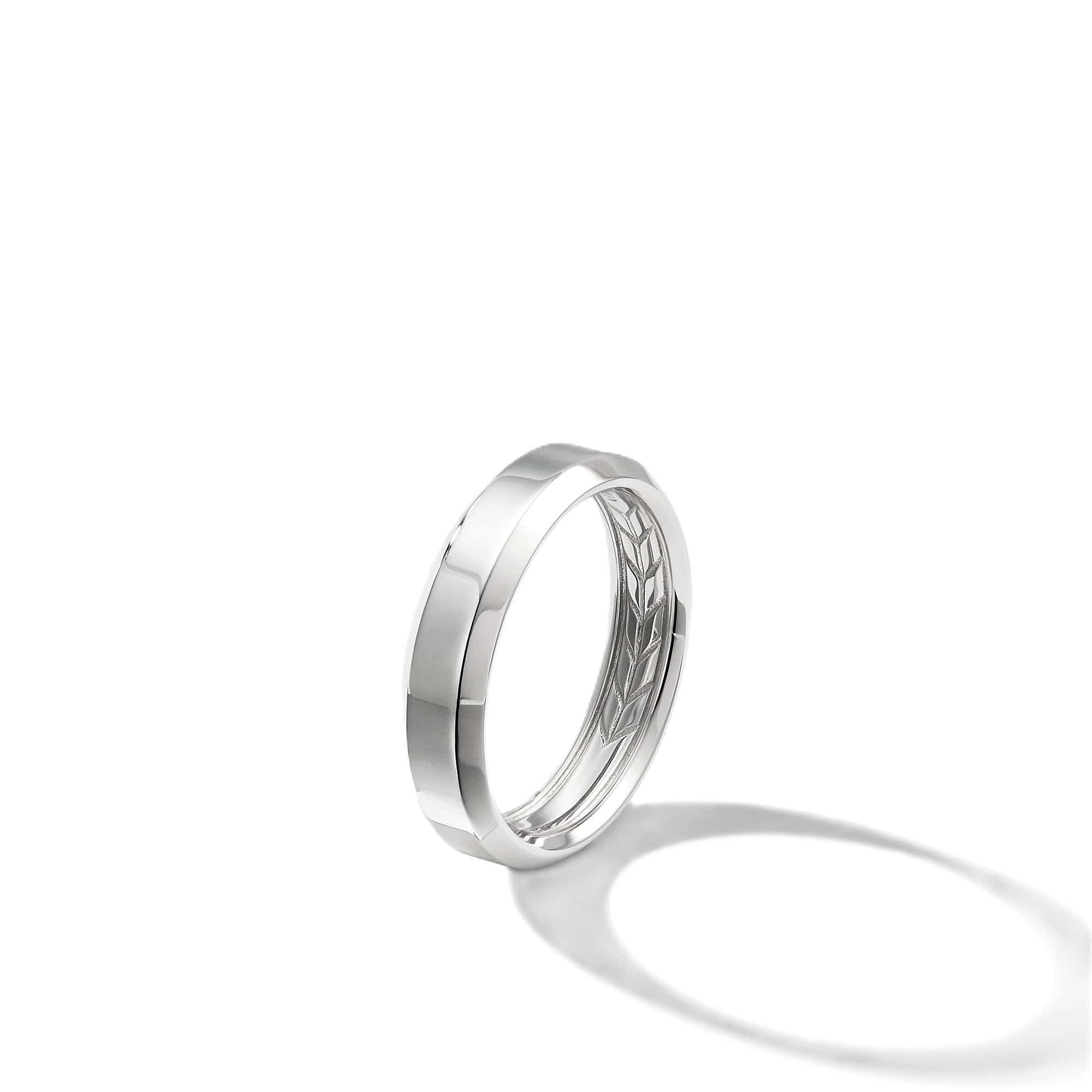 Beveled Band Ring in 18K White Gold - Image 3