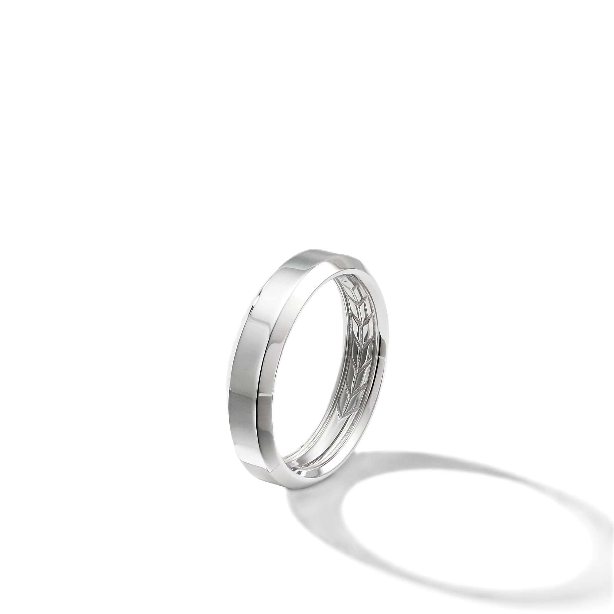 Beveled Band Ring in 18K White Gold - Image 2