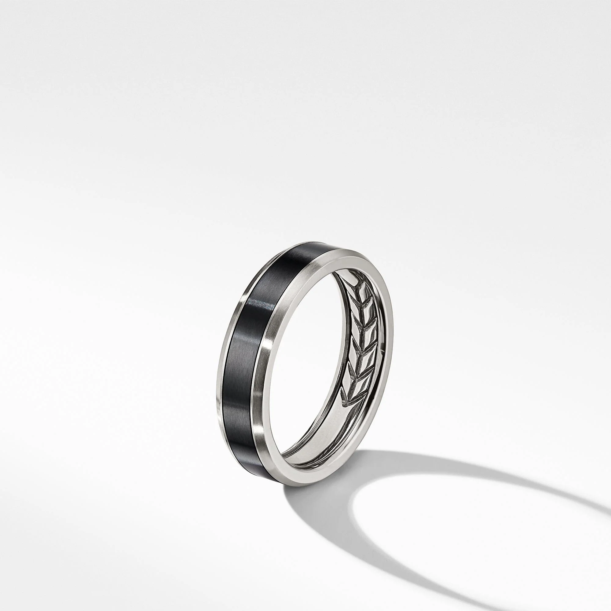 Beveled Band Ring in Grey Titanium with Black Titanium - Image 2