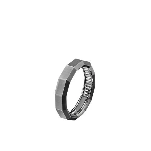 Faceted Band Ring in Grey Titanium - Image 3
