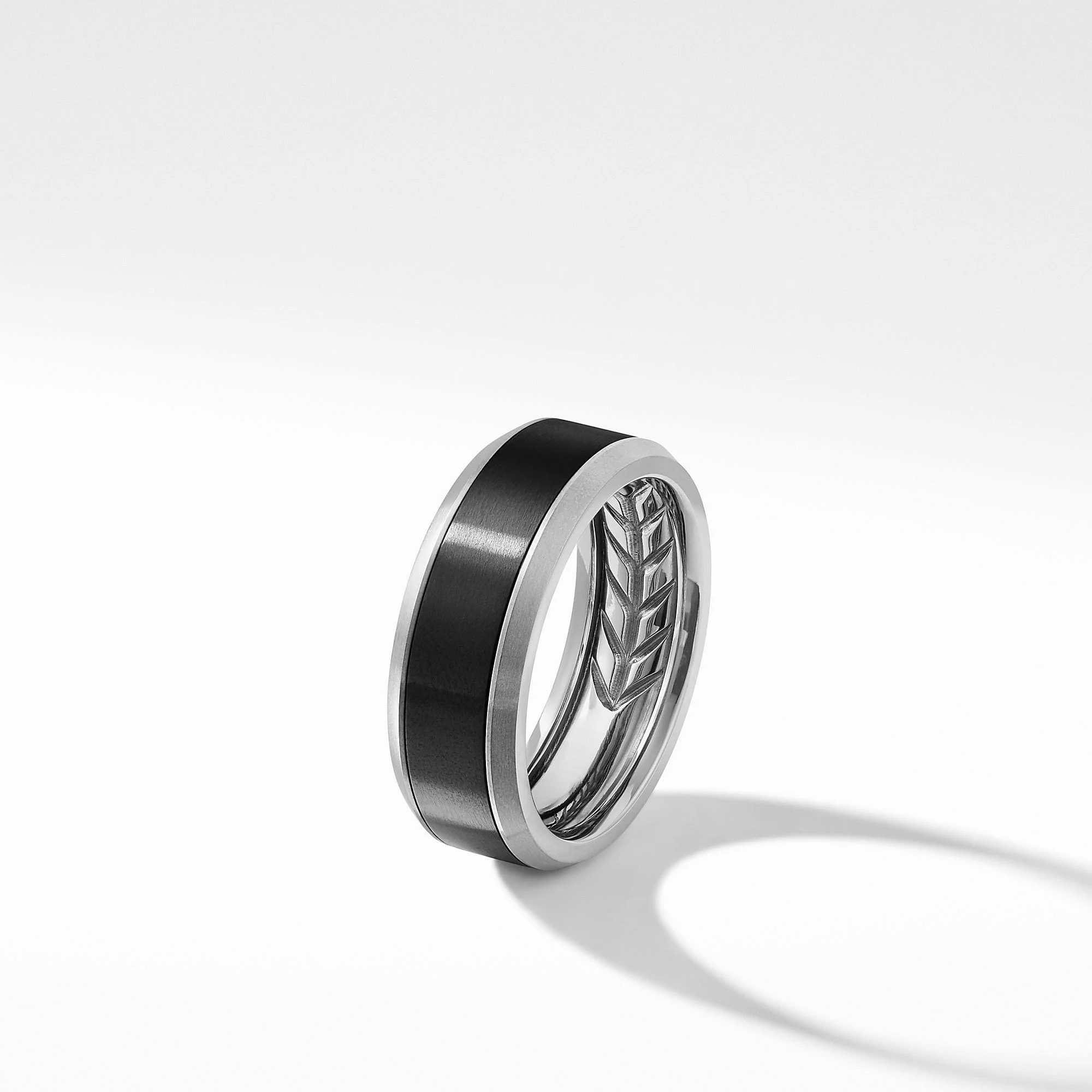 Beveled Band Ring in Grey Titanium with Black Titanium - Image 3