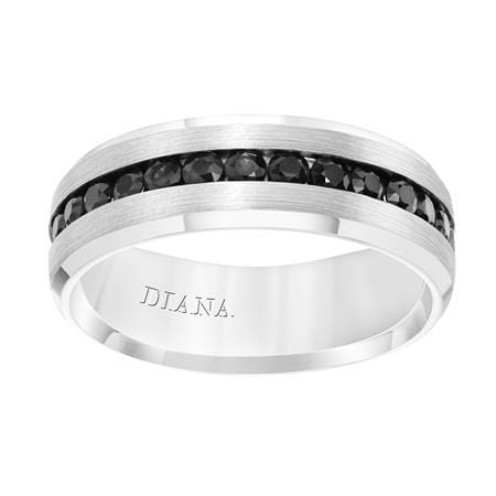 14K White Gold Black Sapphire Band - Image 2