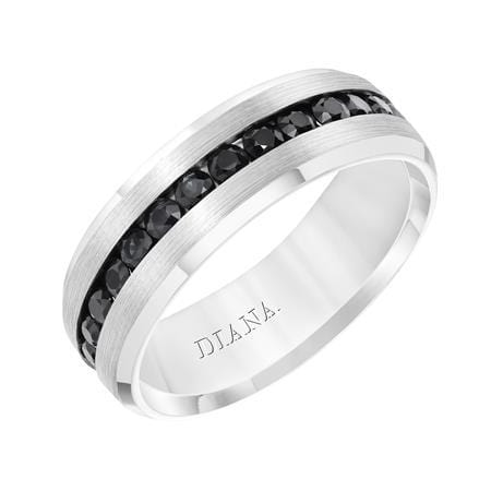 14K White Gold Black Sapphire Band - Image 3