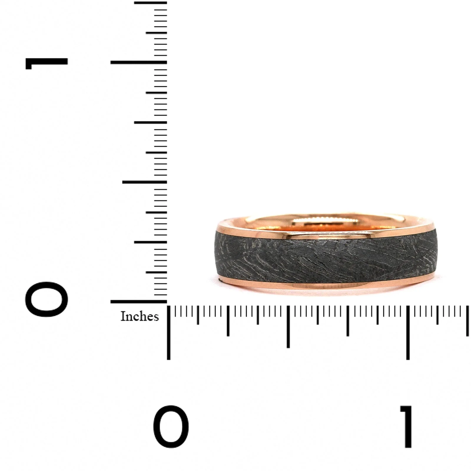 14K Rose Gold and Gibeon Meteorite Wedding Band - Image 3