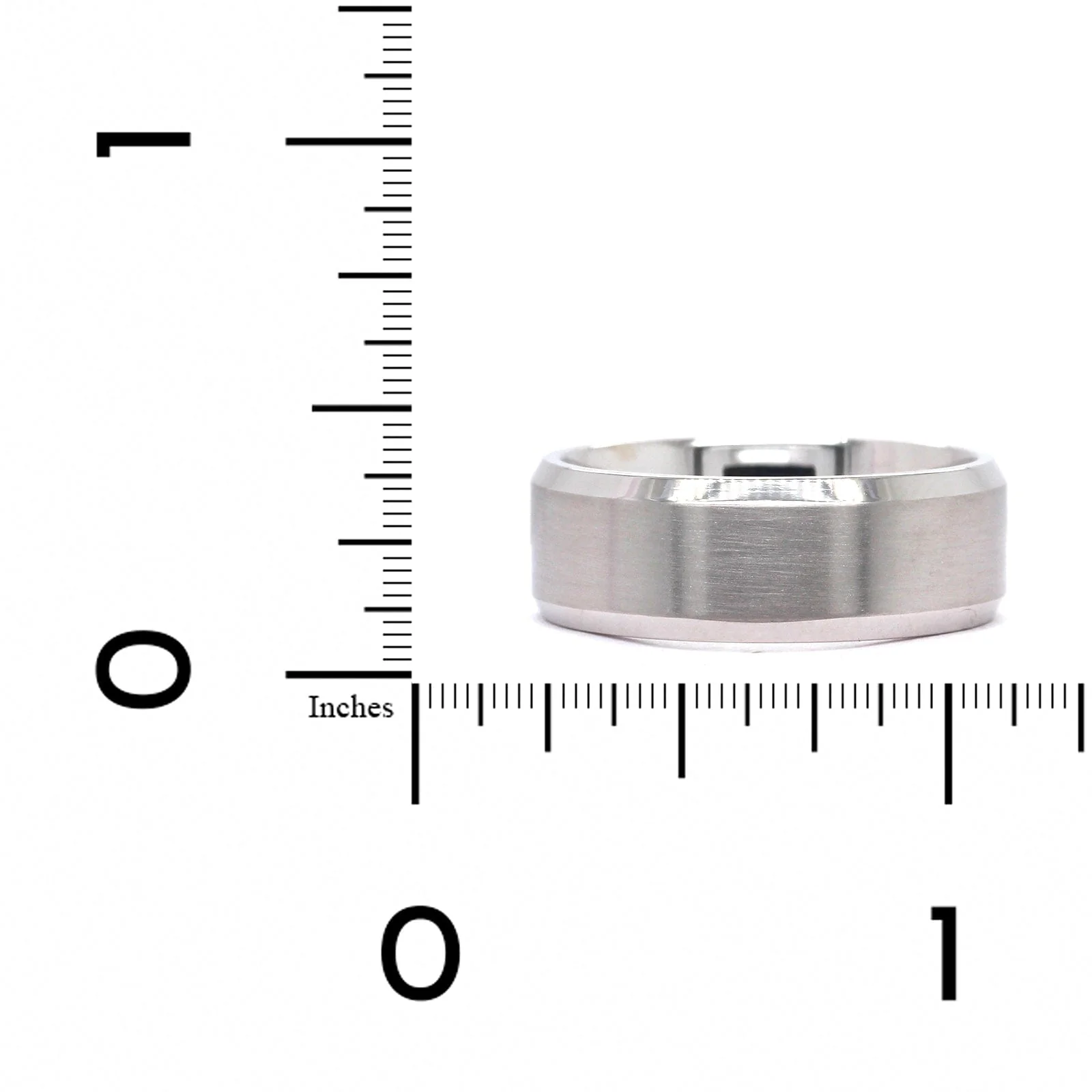 14K White Gold Band with Satin Center Polished Edges - Image 3