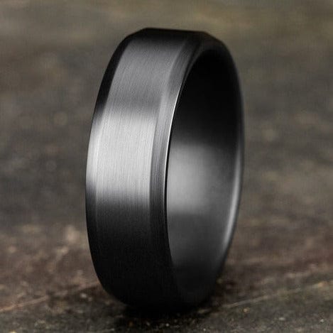 Tantalum Satin Finish Beveled Edge Wedding Ring - Image 5