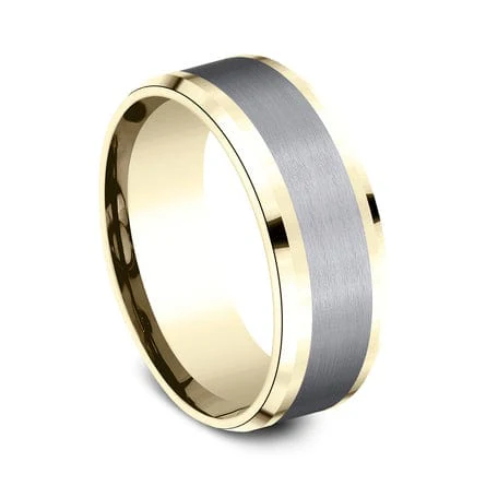Grey Tantalum Center 14K Yellow Gold Edge Band - Image 3